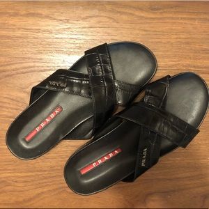Size 10-10.5. Only worn a few times. Prada slides!